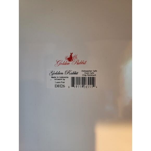 Golden Rabbit Red Abstract Swirl Enamelware Collector Plate 12.5" - Picture 5 of 10